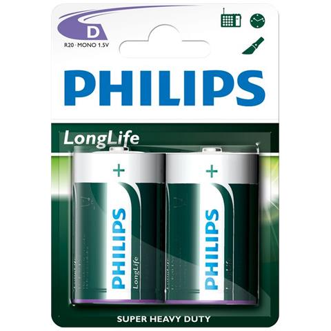 Batteria In Singola Conf (2pz Per Blister) , Longlife, D / R20 Zinco / Carbone, 1,5 Volt - Foto 1